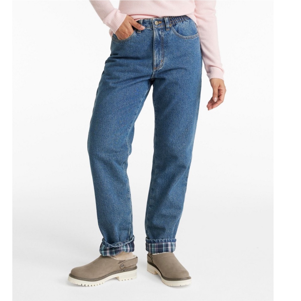 Women's Double L® Jeans, Ultra High-Rise Comfort Waist Tapered Leg Flannel-Lined